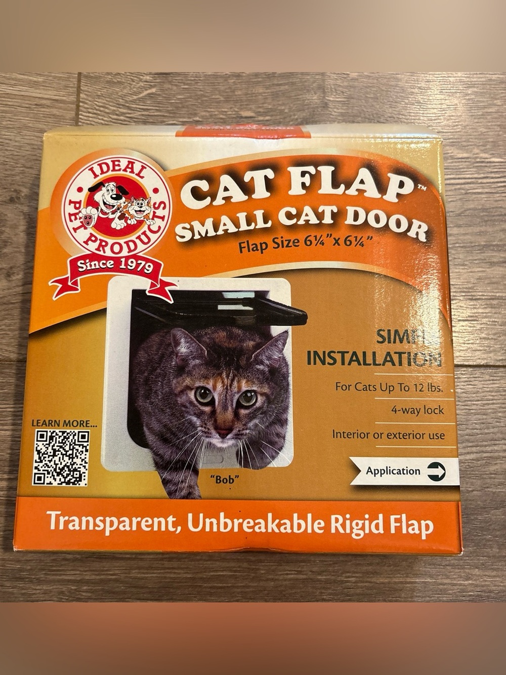 Ideal Pet Products Cat Flap Small Cat Door - Black Flap, White Frame
